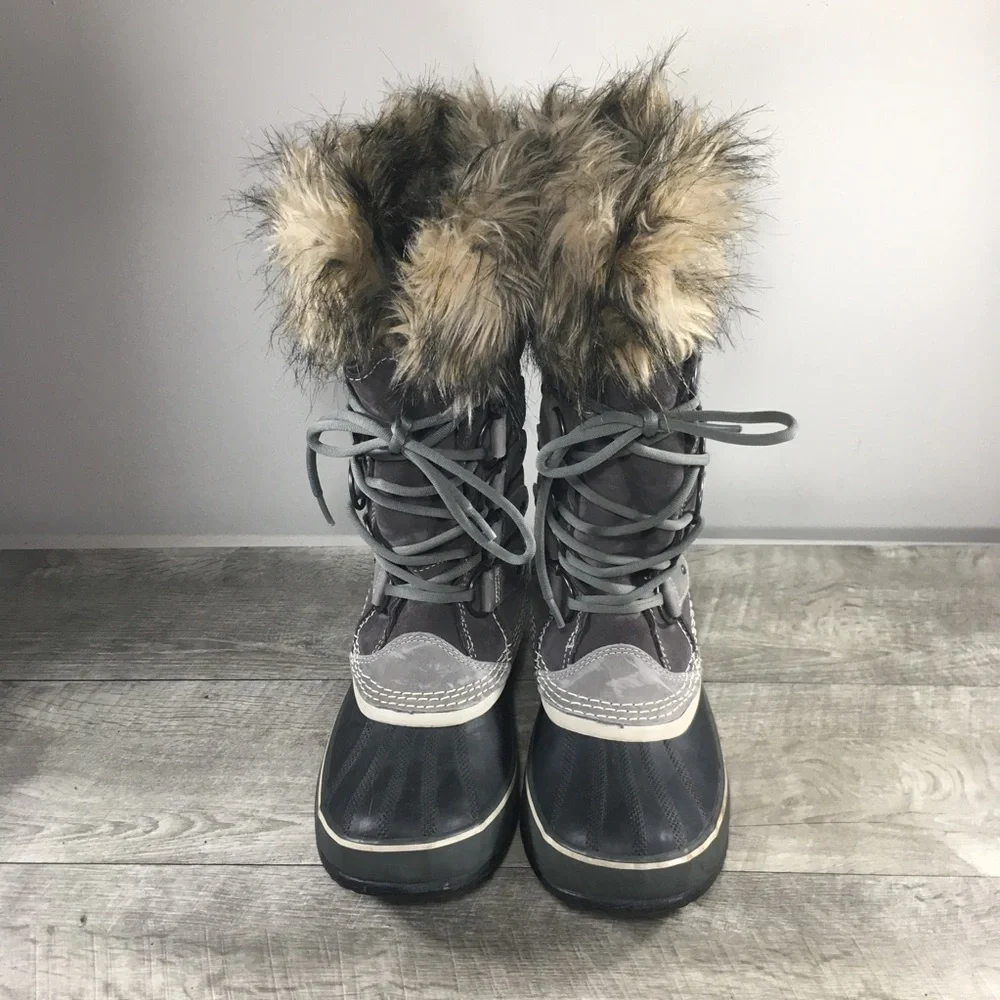 Sorel NL1540 Joan of Arctic Women's Winter Snow Waterproof Gray Leather Boots 10